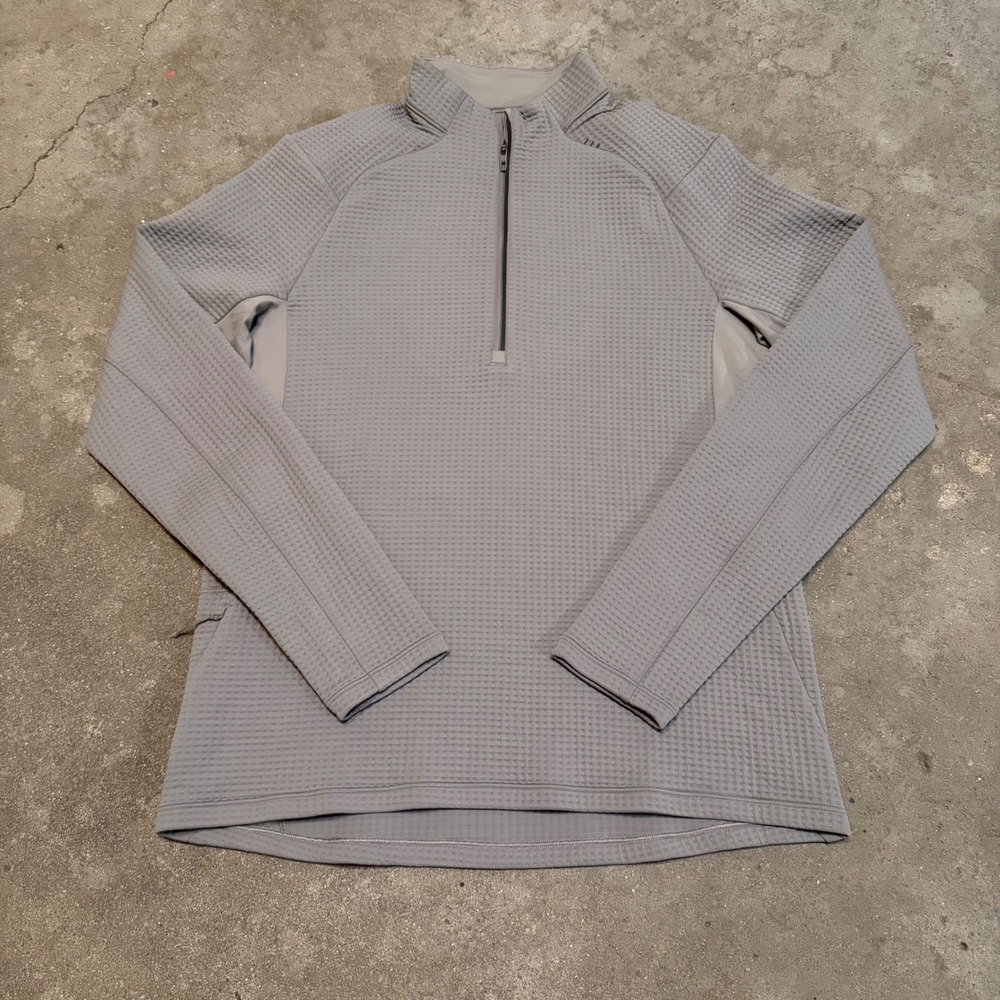 Lululemon 1/4 Zip Pullover Mens Size M Gray Stretch Waffle Knit LM3EX7S EUC